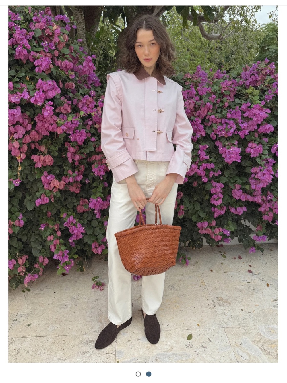 Sold out Light Pink Cropped Jacket with Ivory Pants - Women